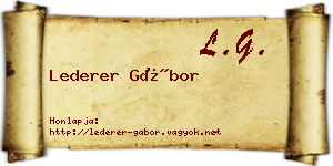 Lederer Gábor névjegykártya